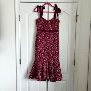 J. Crew Burgundy & Pink Floral Cocktail Dress